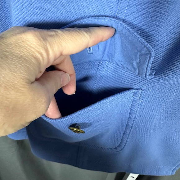 Talbots Plus 20W Blue Military Style Blazer Jacket High Collar Classic Preppy - Picture 5 of 10